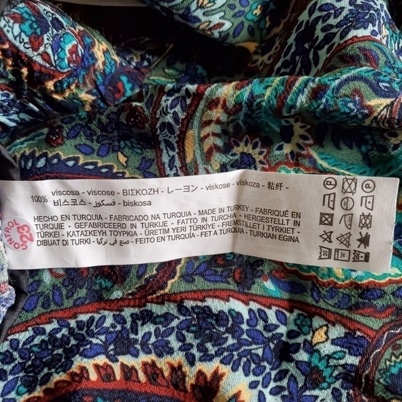 Zara Printed Flared High Waisted Green Paisley Pants NWT Size Small - Picture 16 of 16